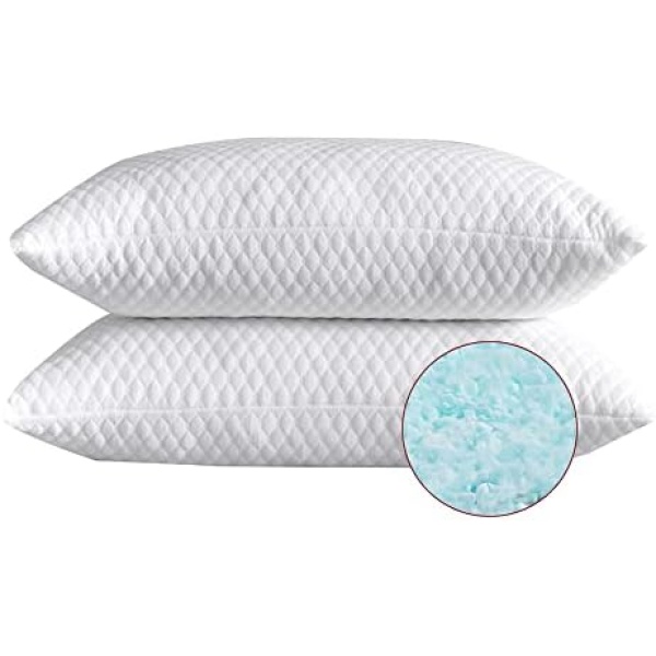 NTCOCO 2 Pillows, Shredded Memory Foam Bed Pillows for Sleeping, with Washable