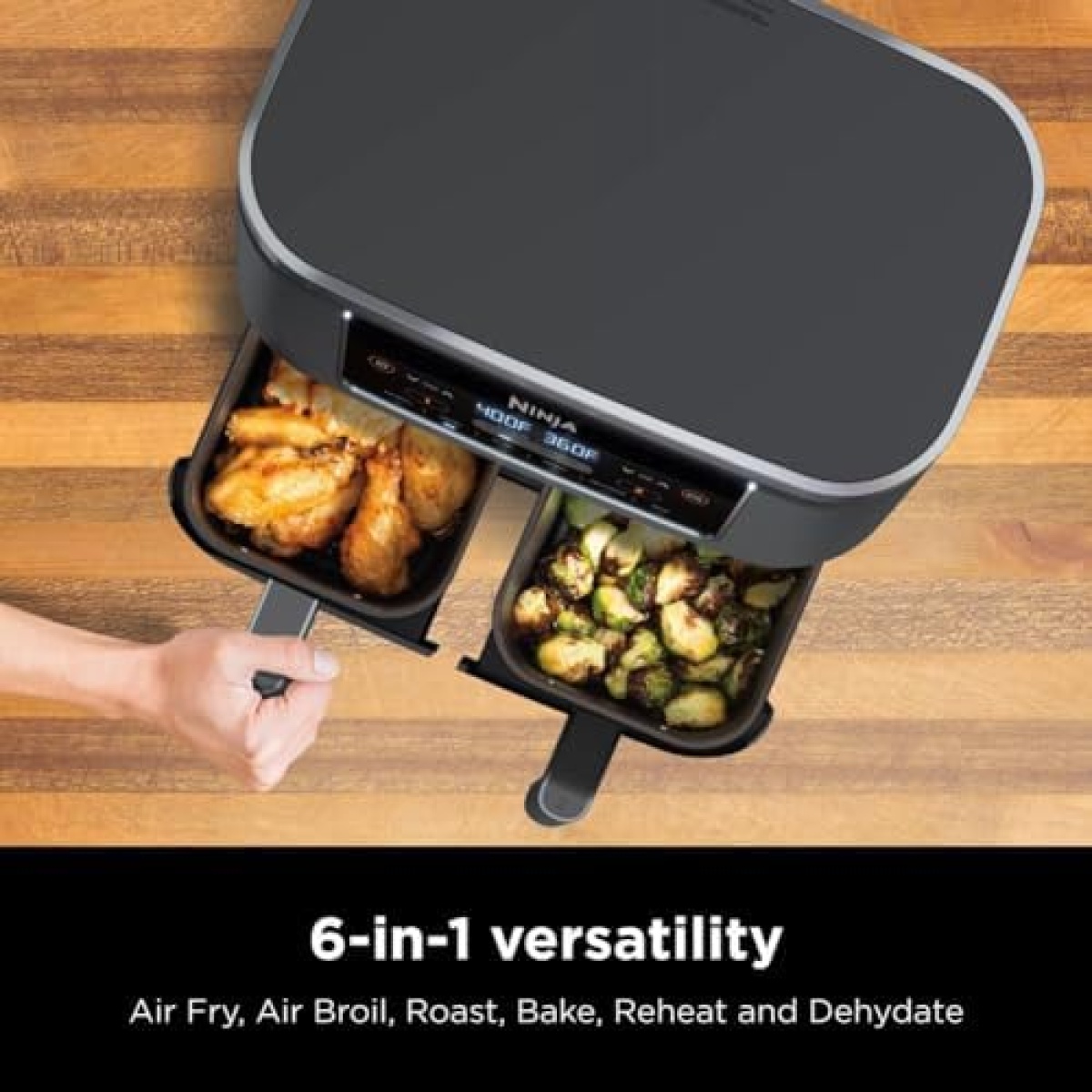 Ninja DZ201 Foodi 8 Quart 6-in-1 DualZone 2-Basket Air Fryer with
