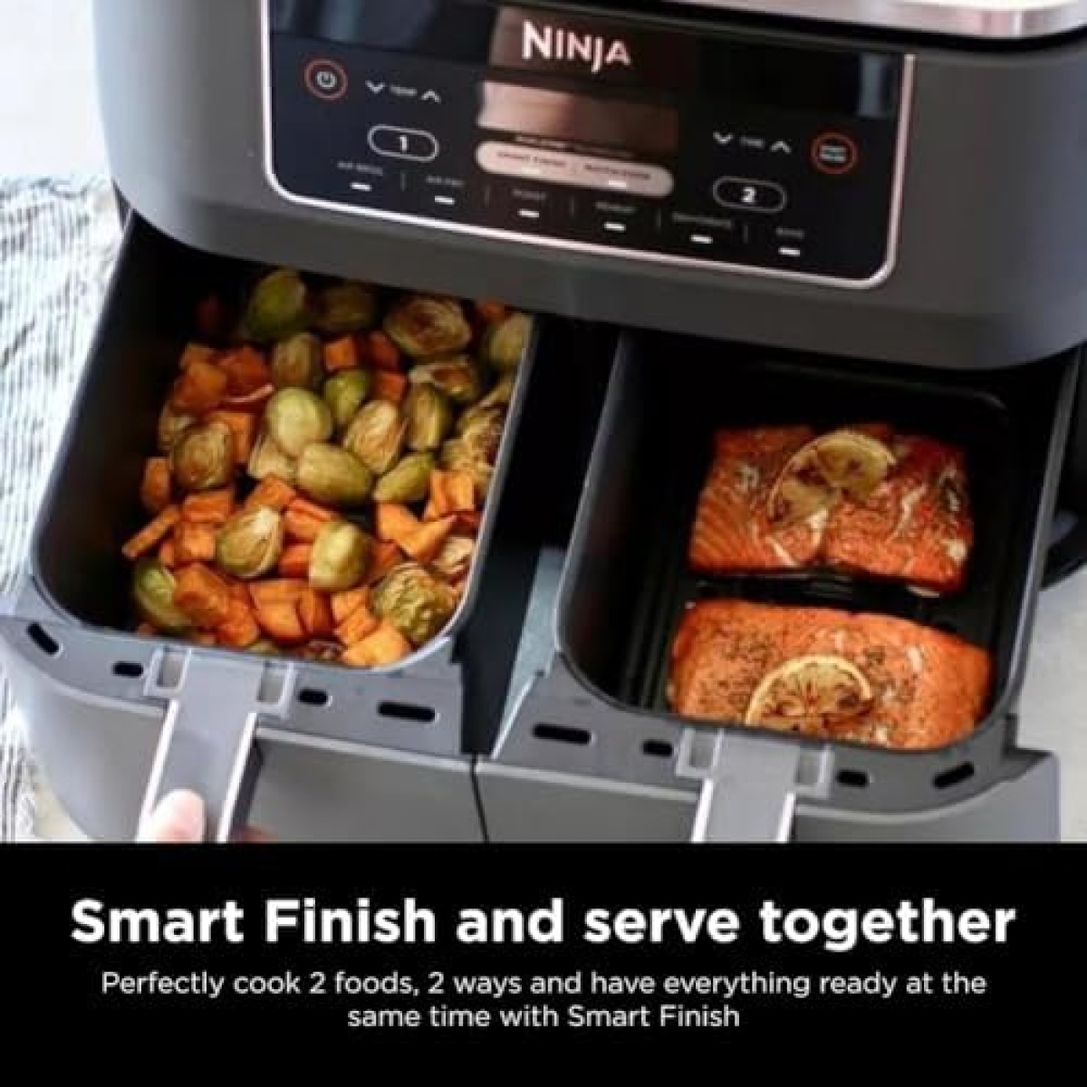 Ninja DZ201 Foodi 8 Quart 6-in-1 DualZone 2-Basket Air Fryer with