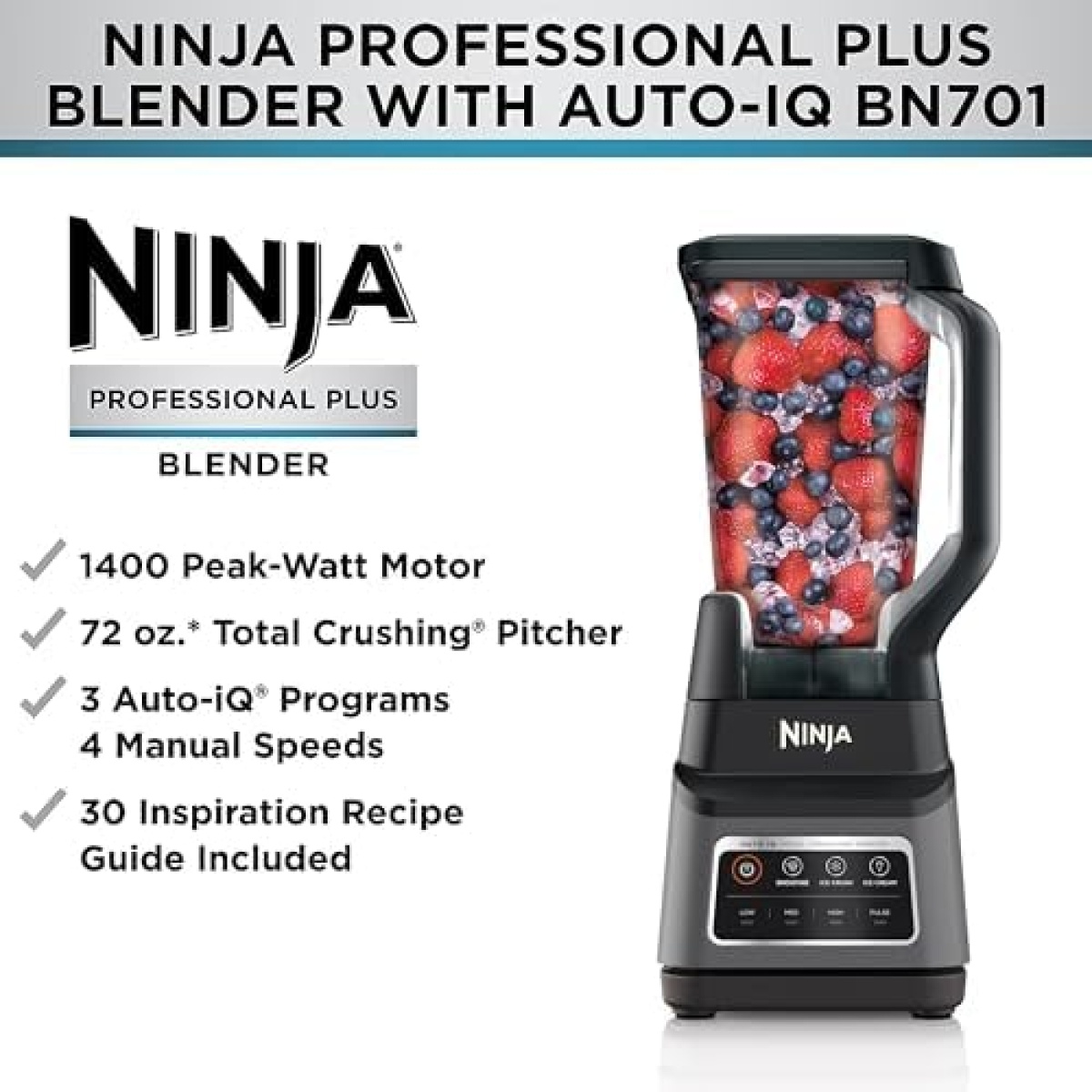 Ninja BN701 Professional Plus Blender, 1400 Peak Watts, 3